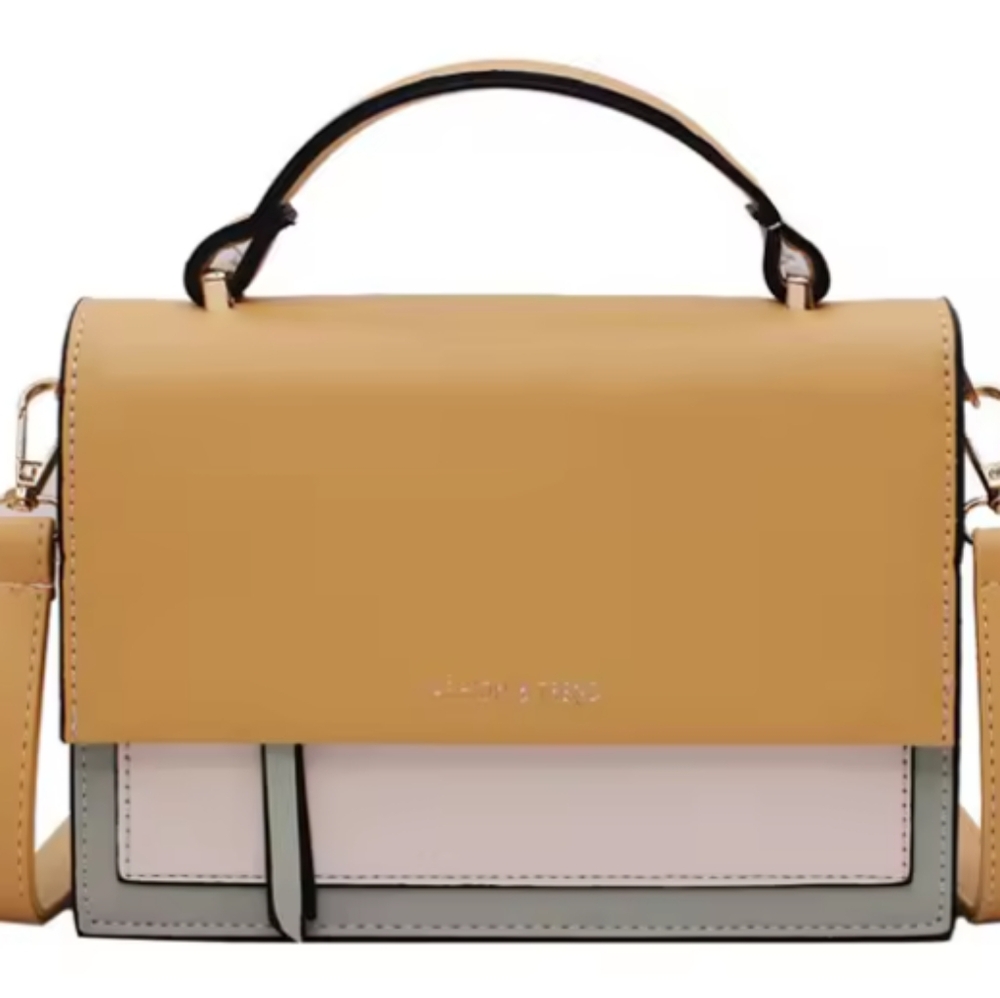 Tan and Off White Women's Bag